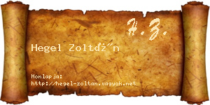 Hegel Zoltán névjegykártya